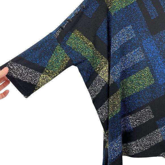 Clara Sun Woo geometric splash print boxy top blouse Size XS black blue - Picture 5 of 7
